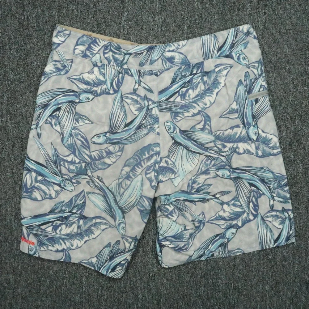 Patagonia Board Shorts Mens‎ 30 Blue Printed Wavefarer Flying Fish Swim